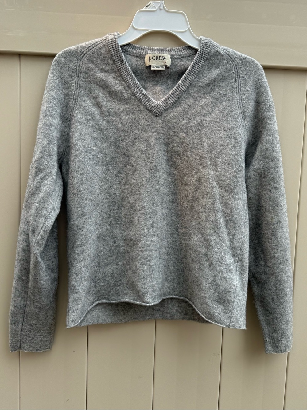 J Crew Wool Sweater Womens Size M Grey V neck